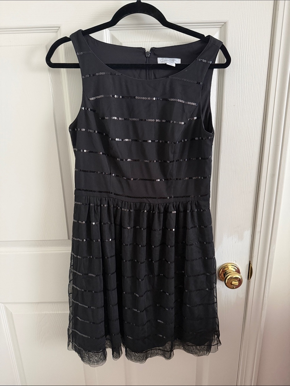 Jessica Simpson Black Sleeveless Sequin Midi Dress